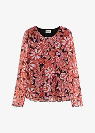 Gedessineerde mesh longsleeve, bonprix
