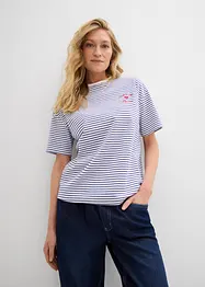 Gestreept T-shirt met borduursel, bonprix