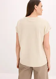 Shirt met geweven inzetstuk en glinsterende steentjes, bonprix