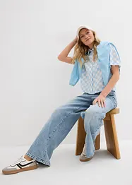 Geruite blouse met korte mouwen, bonprix
