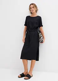 Midi jurk met elastische boorden aan de mouwen en riem, bonprix