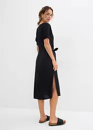Midi jurk met elastische boorden aan de mouwen en riem, bonprix