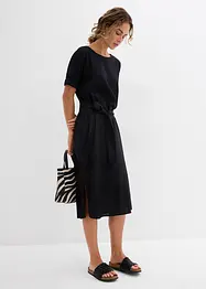 Midi jurk met elastische boorden aan de mouwen en riem, bonprix