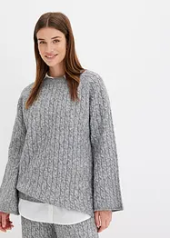 Oversized trui met kabelpatroon, bonprix