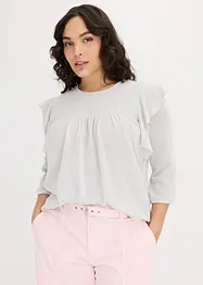3/4 mouw volant shirt met lurex, bonprix