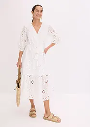 Midi jurk met broderie anglaise, bonprix