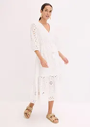 Midi jurk met broderie anglaise, bonprix