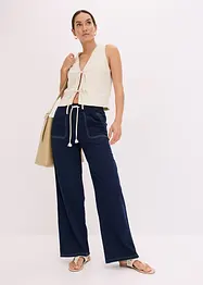Lichte twill broek met een koord en naden in een contrastkleur, bonprix