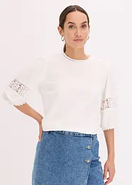 Blouse met korte mouwen en linnen, bonprix