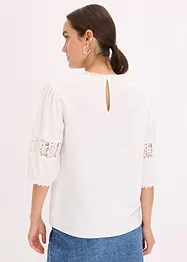 Blouse met korte mouwen en linnen, bonprix