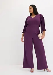 Jersey jumpsuit met plissé mouwen van fijn chiffon, bonprix