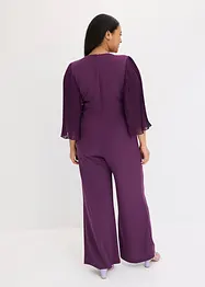 Jersey jumpsuit met plissé mouwen van fijn chiffon, bonprix