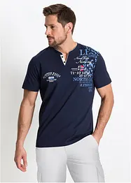 Henley shirt met korte mouwen van biologisch katoen, bonprix