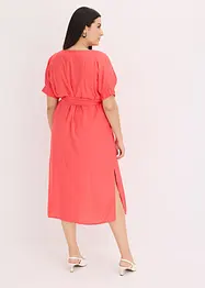 Midi jurk met elastische boorden aan de mouwen en riem, bonprix