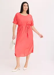 Midi jurk met elastische boorden aan de mouwen en riem, bonprix