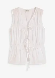 Mouwloze blouse met volants en strikjes, bonprix