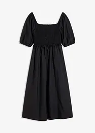 Midi jurk met pofmouwen en gesmokt detail, bonprix