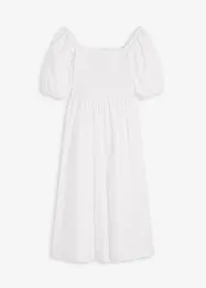 Midi jurk met pofmouwen en gesmokt detail, bonprix
