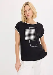 Shirt met opvallende print en biezen in een contrastkleur, bonprix
