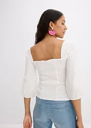 Blouse met pofmouwen en gesmokt detail, bonprix