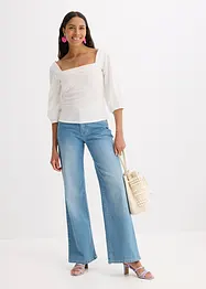 Blouse met pofmouwen en gesmokt detail, bonprix
