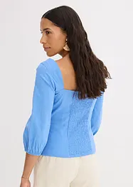 Blouse met pofmouwen en gesmokt detail, bonprix