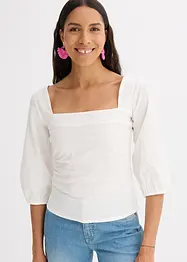 Blouse met pofmouwen en gesmokt detail, bonprix