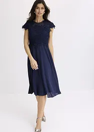 Midi jurk van delicate tule met kant, bonprix
