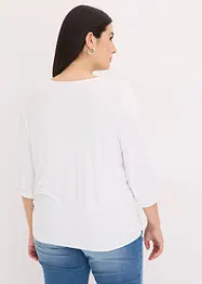 Shirt met 3/4 mouwen en kant in een wikkelllook, bonprix