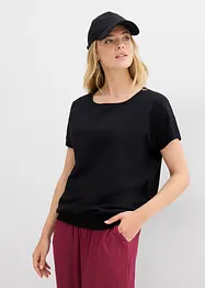 Shirt van effectgaren met gesmokte boord, bonprix