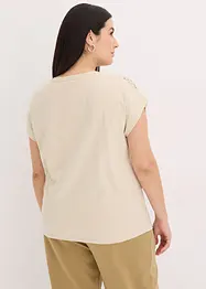 Shirt met geweven inzetstuk en glinsterende steentjes, bonprix