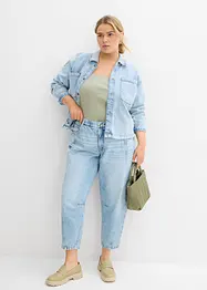 Barrel jeans mid waist, comfortabele tailleband, cropped, bonprix