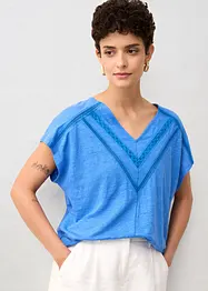 T-shirt van linnen met kant, bonprix