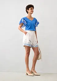 Gebreide top met zijde en mouwen van chiffon, bonprix