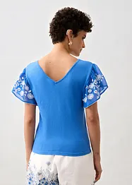 Gebreide top met zijde en mouwen van chiffon, bonprix