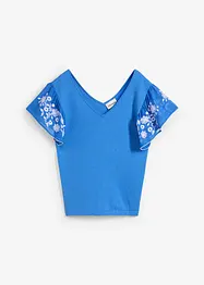 Gebreide top met zijde en mouwen van chiffon, bonprix