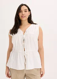 Mouwloze blouse met volants en strikjes, bonprix