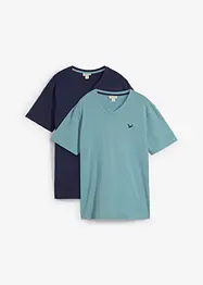 T-shirt met V-hals van biologisch katoen (set van 2), bonprix