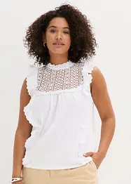 Jersey top met broderie anglaise, bonprix