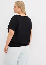 Shirt van effectgaren met gesmokte boord, bonprix
