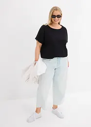 Shirt van effectgaren met gesmokte boord, bonprix