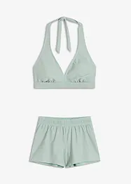 Bikini en zwemshort met gerecycled polyamide (3-dlg. set), bonprix