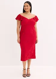 Jurk van kant met draperie bij de mouwen, bonprix