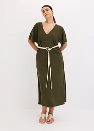 Geribde jersey jurk met zijsplitten, bonprix