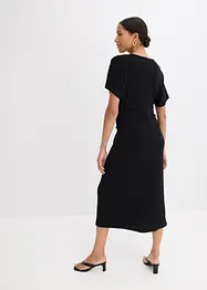 Geribde jersey jurk met zijsplitten, bonprix