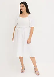 Midi jurk met pofmouwen en gesmokt detail, bonprix