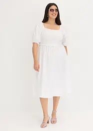 Midi jurk met pofmouwen en gesmokt detail, bonprix