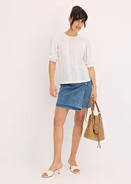 Shirt met broderie anglaise en volants, bonprix