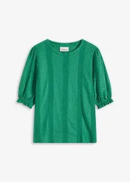 Shirt met broderie anglaise en volants, bonprix