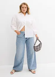 Wide leg jeans, mid waist, low stretch, bonprix